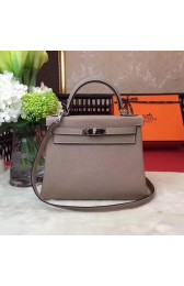 Copy Hermes Kelly 32cm Shoulder Bag Grey TOGO Leather KY32 Silver PY881Hn31