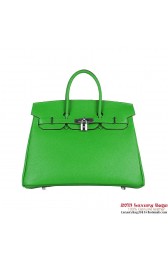 Fake Hermes Birkin 35CM Tote Bag Green Clemence Leather H6089 Silver PY1886RY48