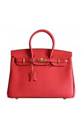 Fake Hermes Birkin 35CM Tote Bag Red Clemence Leather H6089 Gold PY1799kw88