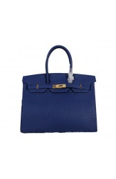 Fake Hermes Birkin 35CM Tote Bag RoyalBlue Clemence Leather H35 Gold PY1778Js36