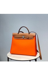 Fake Hermes Herbag 31CM Original Canvas Leather & Calfskin 48887 orange&brown PY122zR45