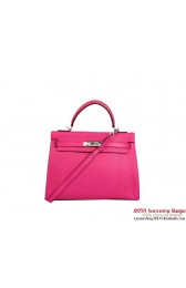 Fake Hermes Kelly 32cm Top Handle Bag Rosy Woven Leather Silver PY1902DV93