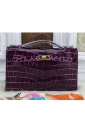 Fake Hermes MINI Kelly 22cm Tote Bag Croco Leather KL22 Purple PY964PW78