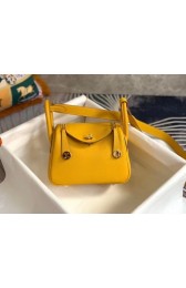 Fake Hermes mini Lindy Original Togo Leather Bag OLD19 yellow PY414Js36