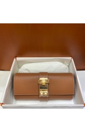 Fashion Hermes H Medor swift Leather Clutch 37566 brown&gold hardware PY124Of26