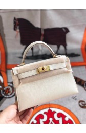 Fashion Hermes original mini Kelly chevre mysore K19CM white&Gold Metal PY610Za62