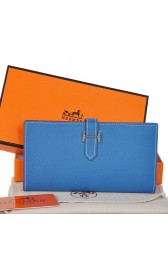 Hermes Bearn Wallet Original Smooth Leather Blue PY2288JQ80