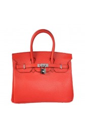 Hermes Birkin 25CM Tote Bags Togo Leather Red Silver PY2009Mu87