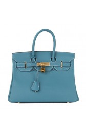 Hermes Birkin 30CM Tote Bag Blue Original Leather H30 Gold PY1697qB82