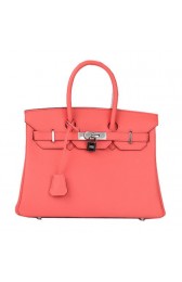 Hermes Birkin 30CM Tote Bag Light Red Original Leather H30 Silver PY1690ro99