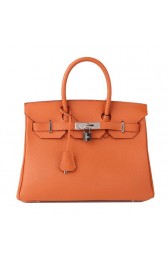 Hermes Birkin 30CM Tote Bag Orange Original Leather H30 Silver PY1696xh67