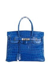 Hermes Birkin 30CM Tote Bags Blue Iridescent Croco Leather Silver PY1618AM45