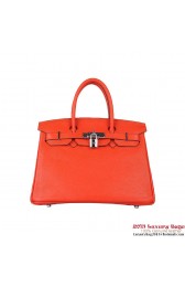 Hermes Birkin 30CM Tote Bags Orange Clemence Leather Silver PY1892vX33