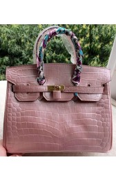 Hermes Birkin 30CM Tote Bags Pink Croco Leather BK30 Gold PY1103tH43