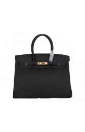 Hermes Birkin 35CM Tote Bag Black Clemence Leather H35 Gold PY1786EW67