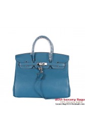 Hermes Birkin 35CM Tote Bag Clemence Leather H-35 Blue PY1896gC81