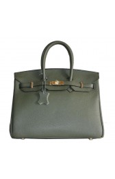 Hermes Birkin 35CM Tote Bag Dark Green Clemence Leather H6089 Gold PY1798ym68