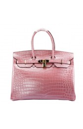 Hermes Birkin 35CM Tote Bag Light Pink Iridescent Croco Leather Gold PY1607kH80