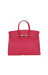 Hermes Birkin 35CM Tote Bag Rose Clemence Leather H35 Silver PY1779Xw85