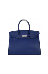 Hermes Birkin 35CM Tote Bag RoyalBlue Clemence Leather H35 Silver PY1777ot97