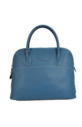 Hermes Bolide 37CM Tote Bags Clemence H1037 Blue PY1997zS17