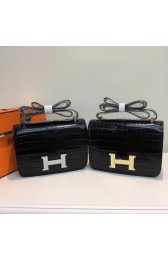 Hermes Constance Bag Croco Leather H9978C Black PY876AT21