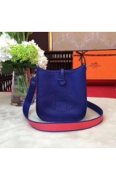 Hermes Evelyne mini 17cm Messenger Bag Original Calf Leather H1187 Blue PY820ei37