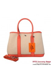 Hermes Garden Party 30CM Bag Canvas Leather A1288 Light Red PY1867aC46