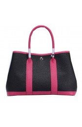 Hermes Garden Party 30cm Tote Bags Grainy Leather Black&Rose PY1348AL24