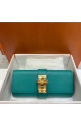 Hermes H Medor swift Leather Clutch 37566 Lake green&Gold hardware PY130Ph61