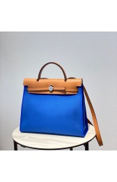 Hermes Herbag 31CM Original Canvas Leather & Calfskin 48887 blue&brown PY115De45