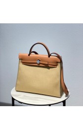 Hermes Herbag 31CM Original Canvas Leather & Calfskin 48887 Cream&brown PY113CD19