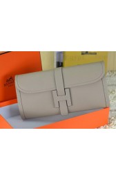 Hermes Jige Clutch Bag Calfskin Leather Grey PY1519sY95