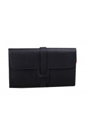 Hermes Jige Clutch Bag Calfskin Leather H8057 Black PY1459rf34