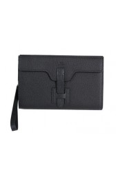 Hermes Jige Clutch Bag Calfskin Leather HQ8059 Black PY1438Xw85