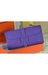 Hermes Jige Clutch Bag Calfskin Leather Purple PY1516dP73