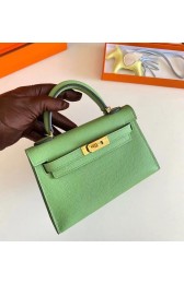 Hermes Kelly 19cm Shoulder Bags Epsom Leather KL19 Gold hardware Avocado Green PY191gC81