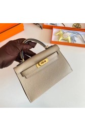 Hermes Kelly 19cm Shoulder Bags Epsom Leather KL19 Gold hardware Pearl grey PY183Oe12