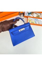 Hermes Kelly 19cm Shoulder Bags Epsom Leather KL19 Silver hardware Electro optic blue PY208Yn66