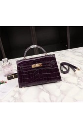 Hermes Kelly 19cm Tote Bag crocodile Leather KL19 purple PY756Xw85