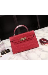 Hermes Kelly 19cm Tote Bag crocodile Leather KL19 red PY762tH43