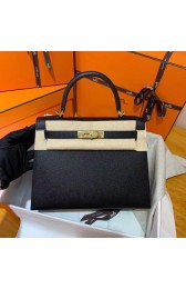 Hermes Kelly 28cm Shoulder Bags Epsom Leather KL28 Black PY447Sy67