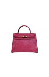 Hermes Kelly 32cm Shoulder Bag Pink Croco Patent Leather K32 Gold PY1837Tq55