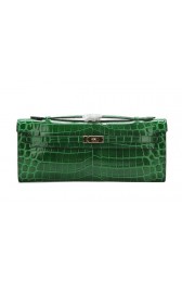 Hermes Kelly Clutch Bag Croco Leather K1002 Green PY1469qD73