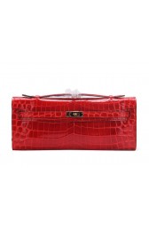 Hermes Kelly Clutch Bag Croco Leather K1002 Red PY1474xy73