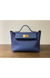 Hermes Kelly Original togo Leather Tote Bag H2424 Electro optic blue PY222BR87