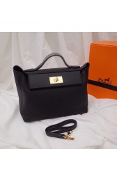 Hermes Kelly togo Leather Tote Bag H2424 black PY586QX19