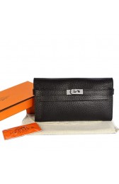 Hermes Kelly Wallet Togo Leather Bi-Fold Purse A708 Black PY2300AM45