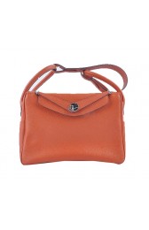 Hermes Lindy 30CM Grainy Leather Shoulder Bag H6207 Orange PY1558AT21