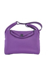 Hermes Lindy 30CM Grainy Leather Shoulder Bag H6207 Purple PY1556KV49